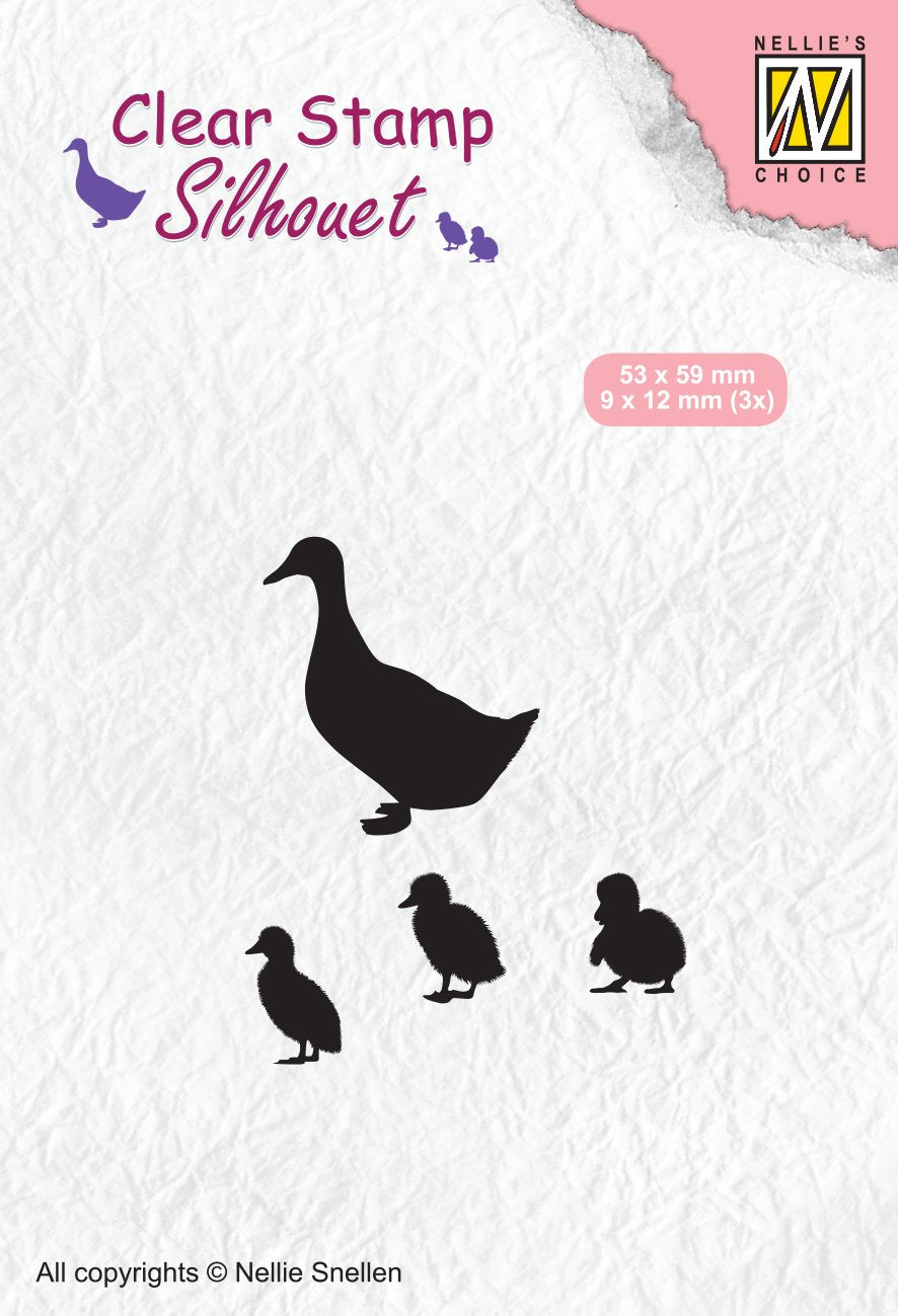 Clear Stamp Silhouette Duck With Chicks