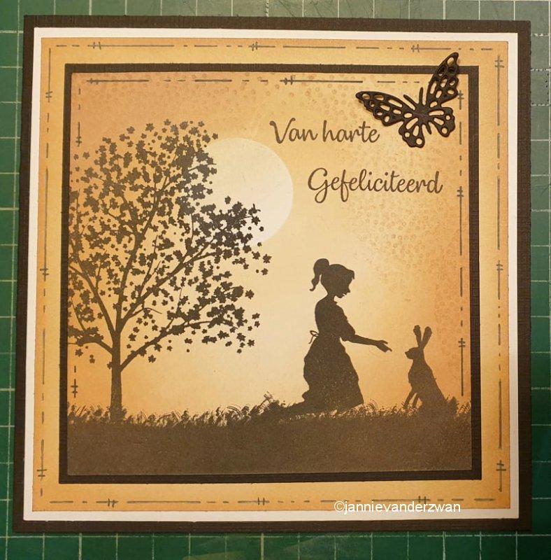 Clear Stamp Silhouette Girl With Hare