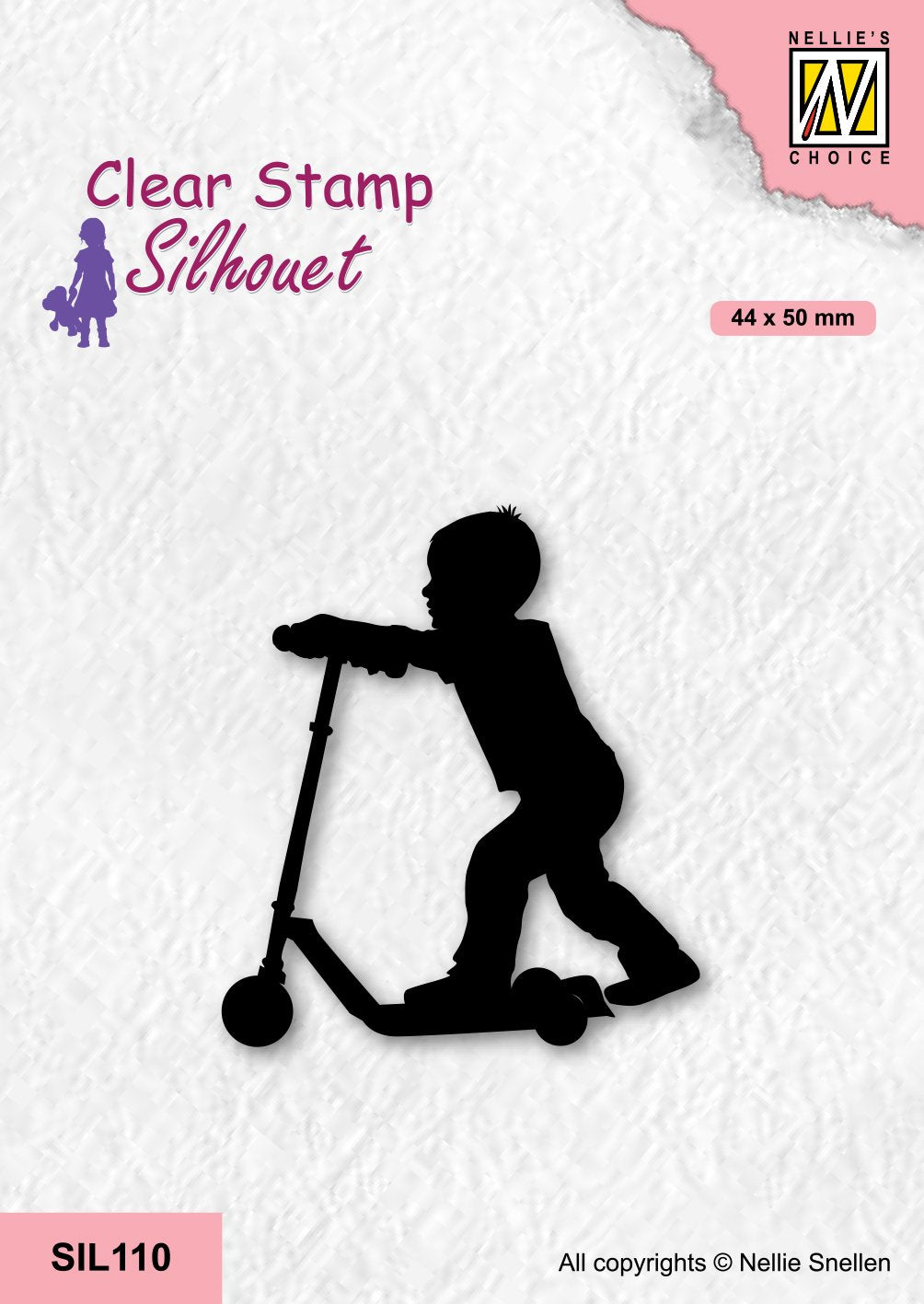 Nellie's Choice Clear Stamp Silhouette - Boy With Scooter