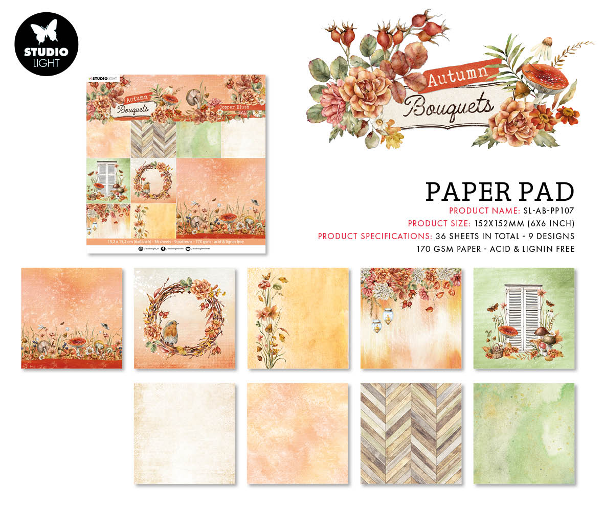 SL Paper Pad Copper Blush Autumn Bouquet 152,4x152,4x9mm 36 SH  nr.107