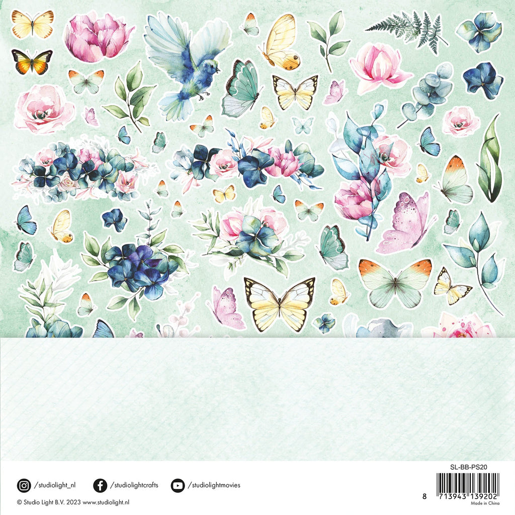 SL Vellum Set Background Patterns Blooming Butterfly 203x203x3mm 6 Sh Nr.03