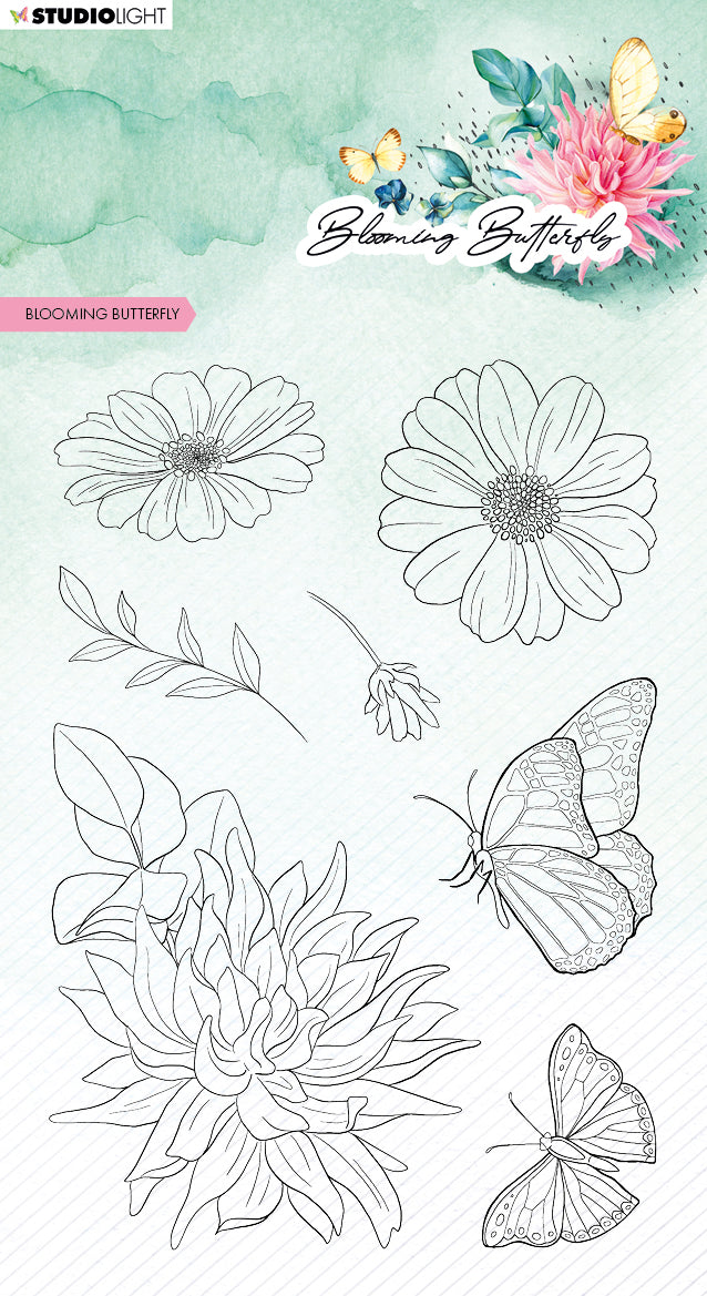 SL Clear Stamp Blooming Butterfly Blooming Butterfly 93x136x3mm 7 PC nr.357