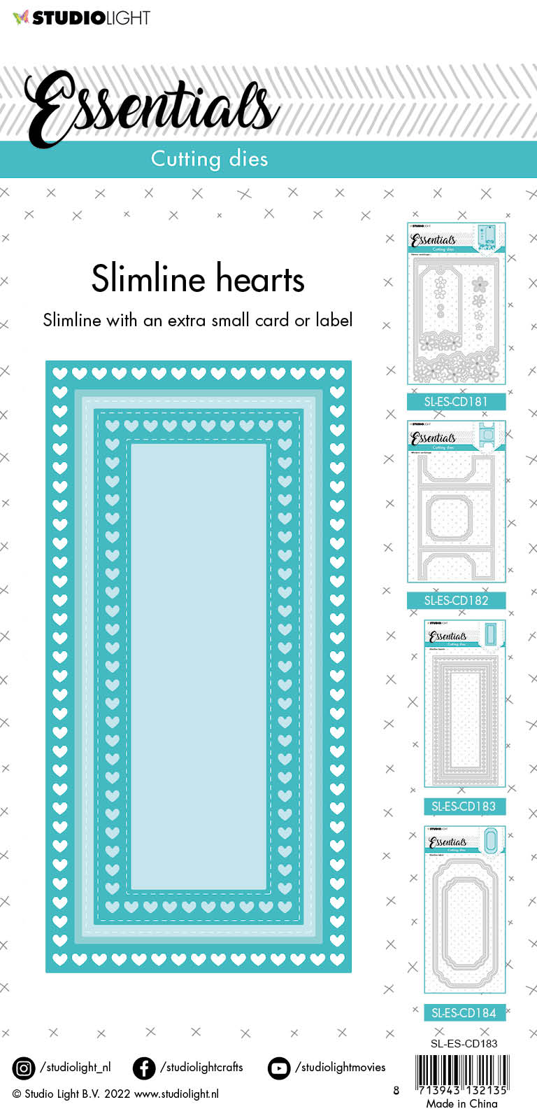 SL Cutting Die Slimline Hearts Essentials 105x210x1mm 1 PC nr.183