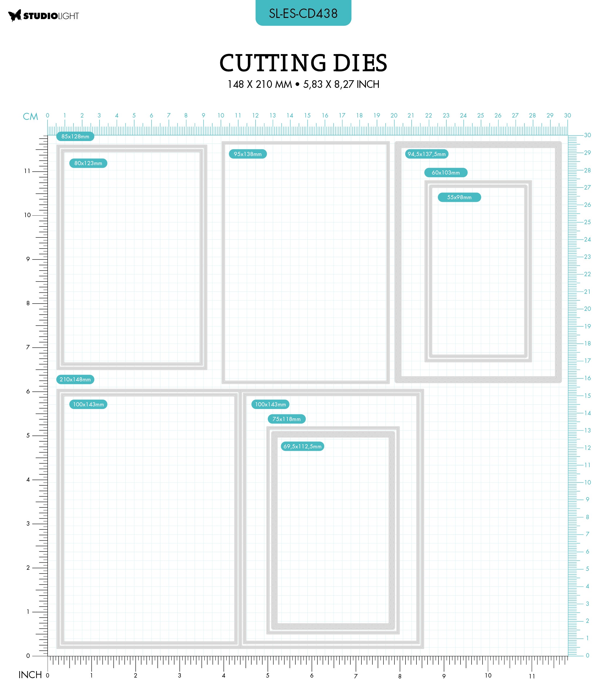 SL Cutting Dies Folded Card Rectangle Essentials 210x148x1mm 11 PC nr.438