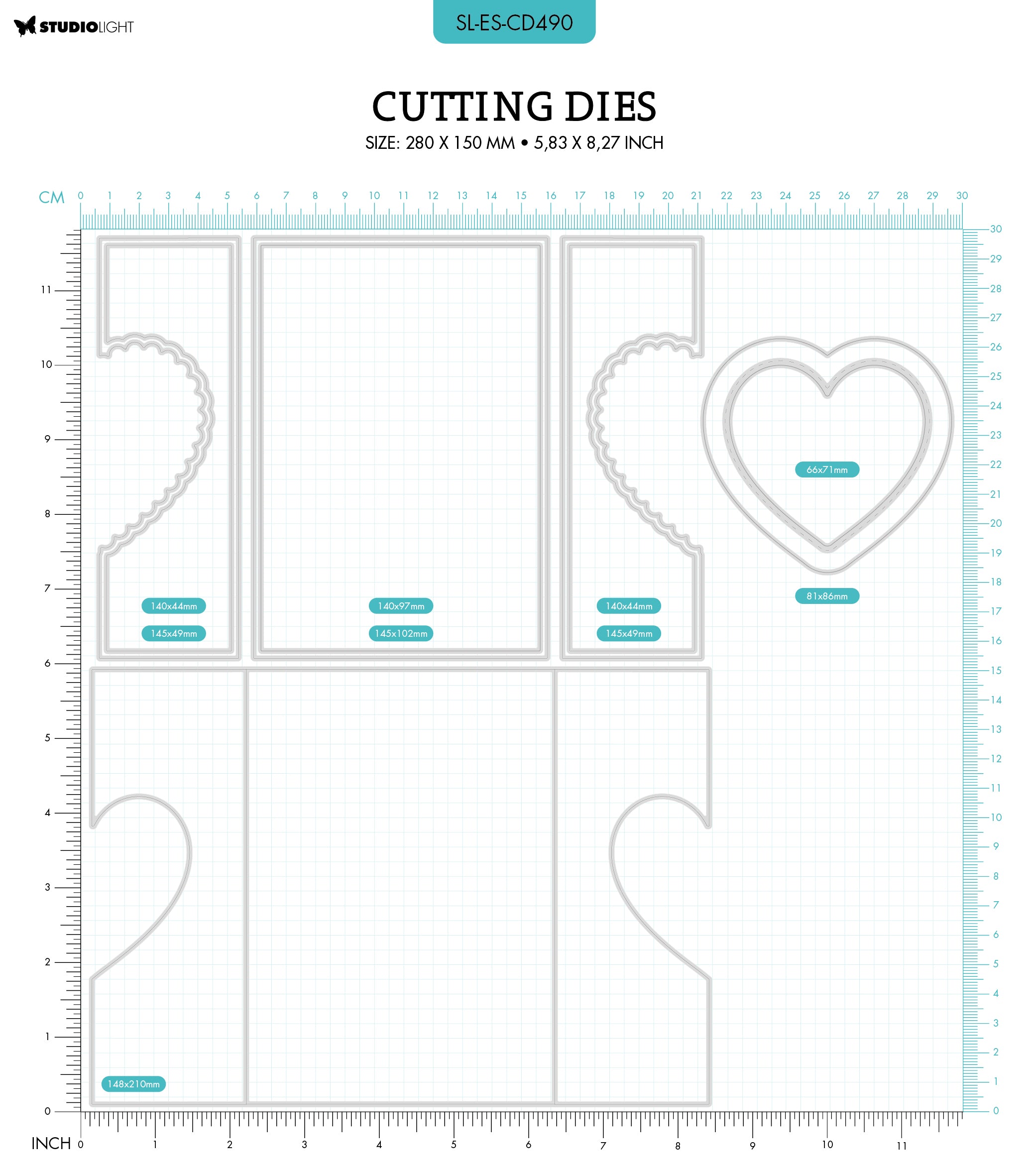 SL Cutting Die Heart Shutter Card Essentials 148x210x1mm 9 PC nr.490