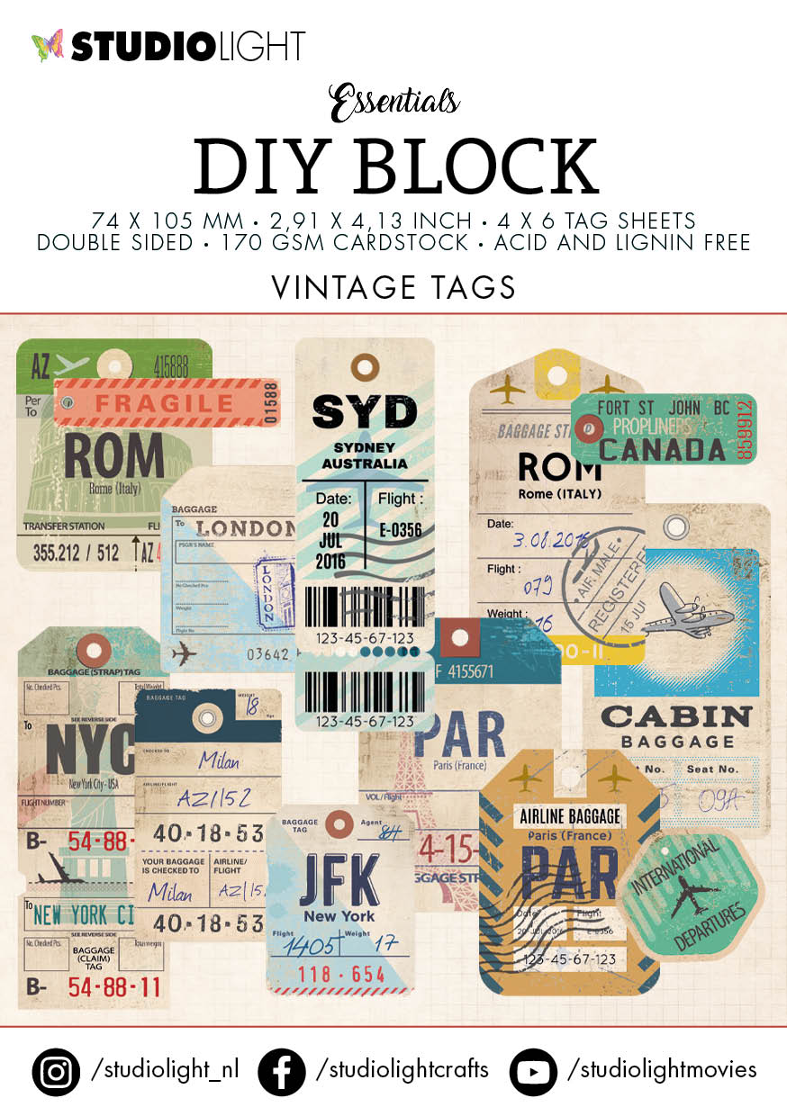 SL DIY Block Mini Vintage Tags Essentials 74x105x9mm24 SH nr.03