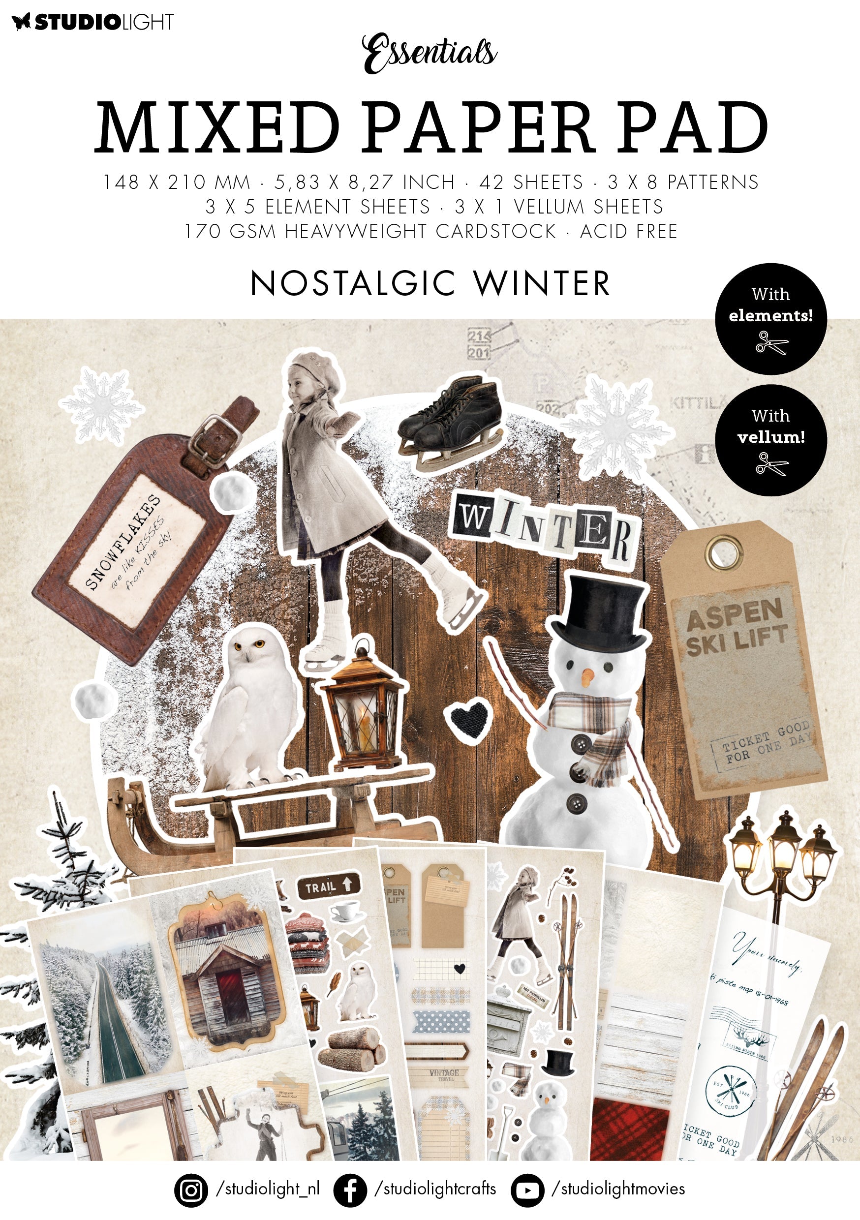 SL Mixed Paper Pad Nostalgic Winter Essentials 148x210x9mm 42 SH nr.28