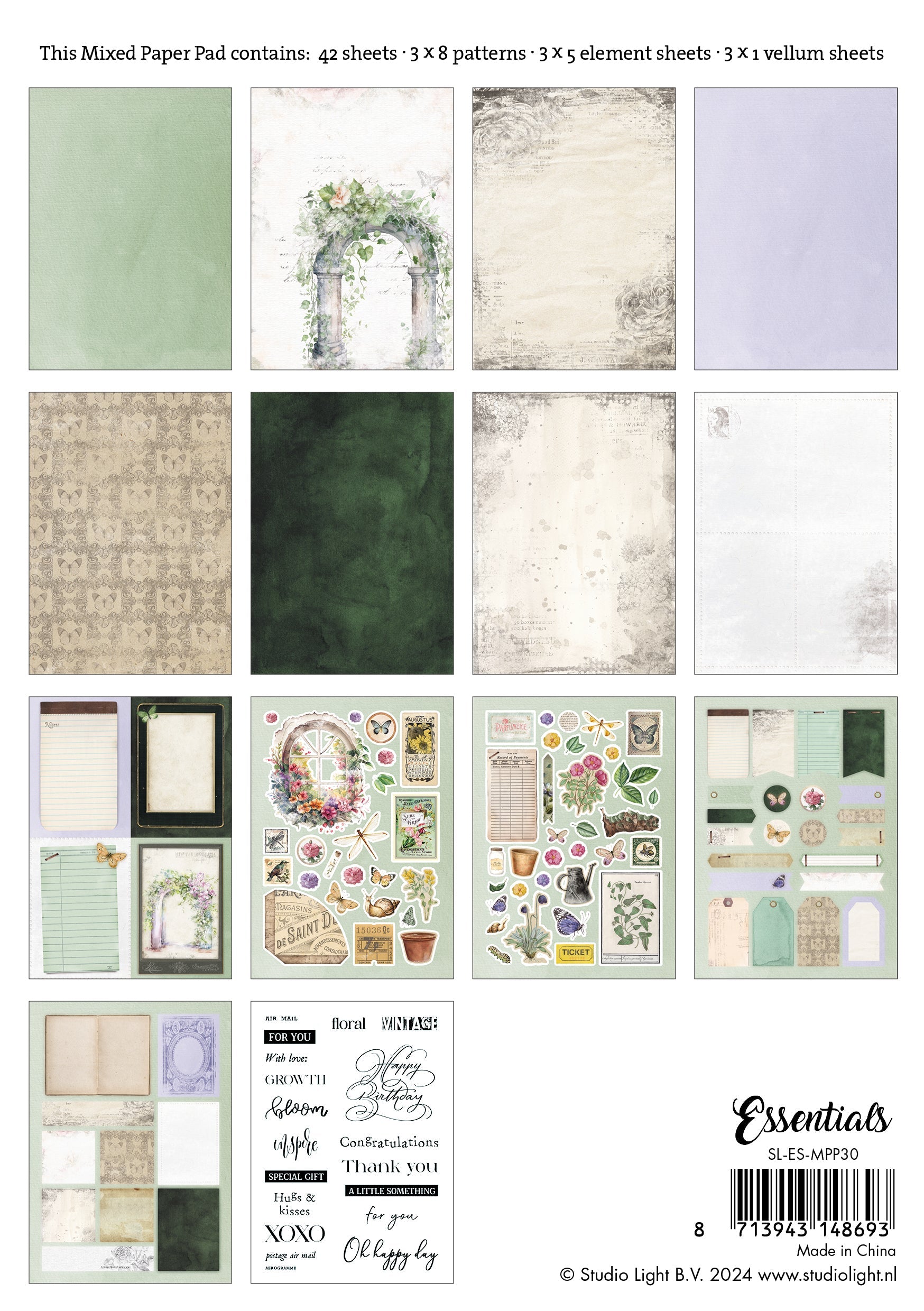 SL Mixed Paper Pad Vintage Spring Essentials 42 SH