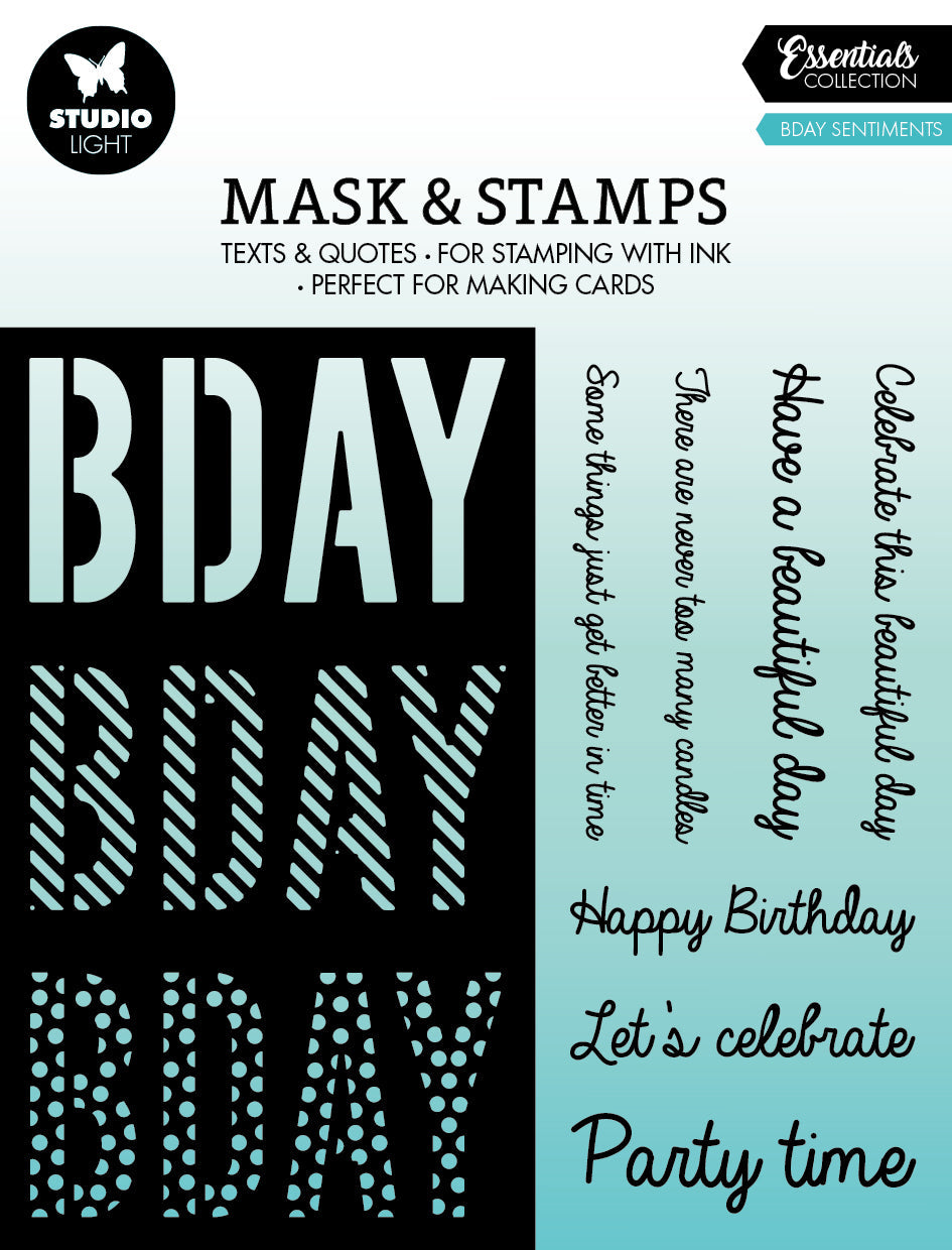 SL Mask & Stamp Bday Sentiments Essentials 155x155x3mm 8 PC nr.02