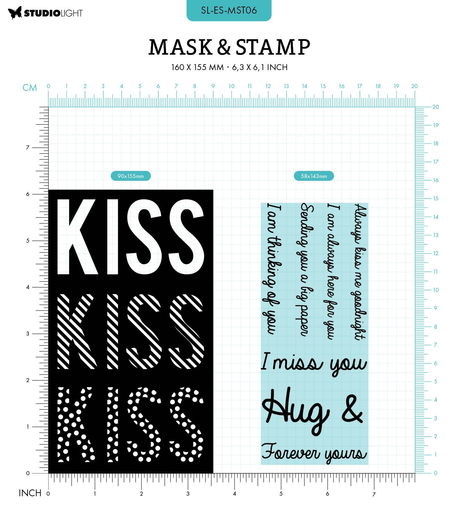 SL Masks & Stamps Kiss Sentiments Essentials 160x155x3mm 8 PC nr.06