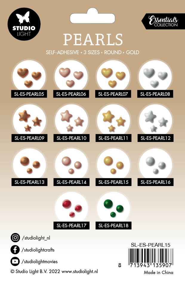 SL Self-Adhesive Pearls Gold Pearls Essentials 105x160x4mm 240 PC nr.15