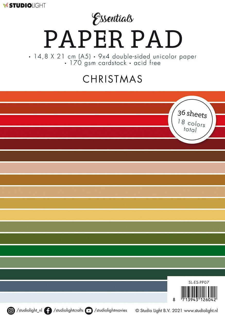 SL Paper Pad Double sided Unicolor Christmas Essentials 148x210mm 36 SH nr.7