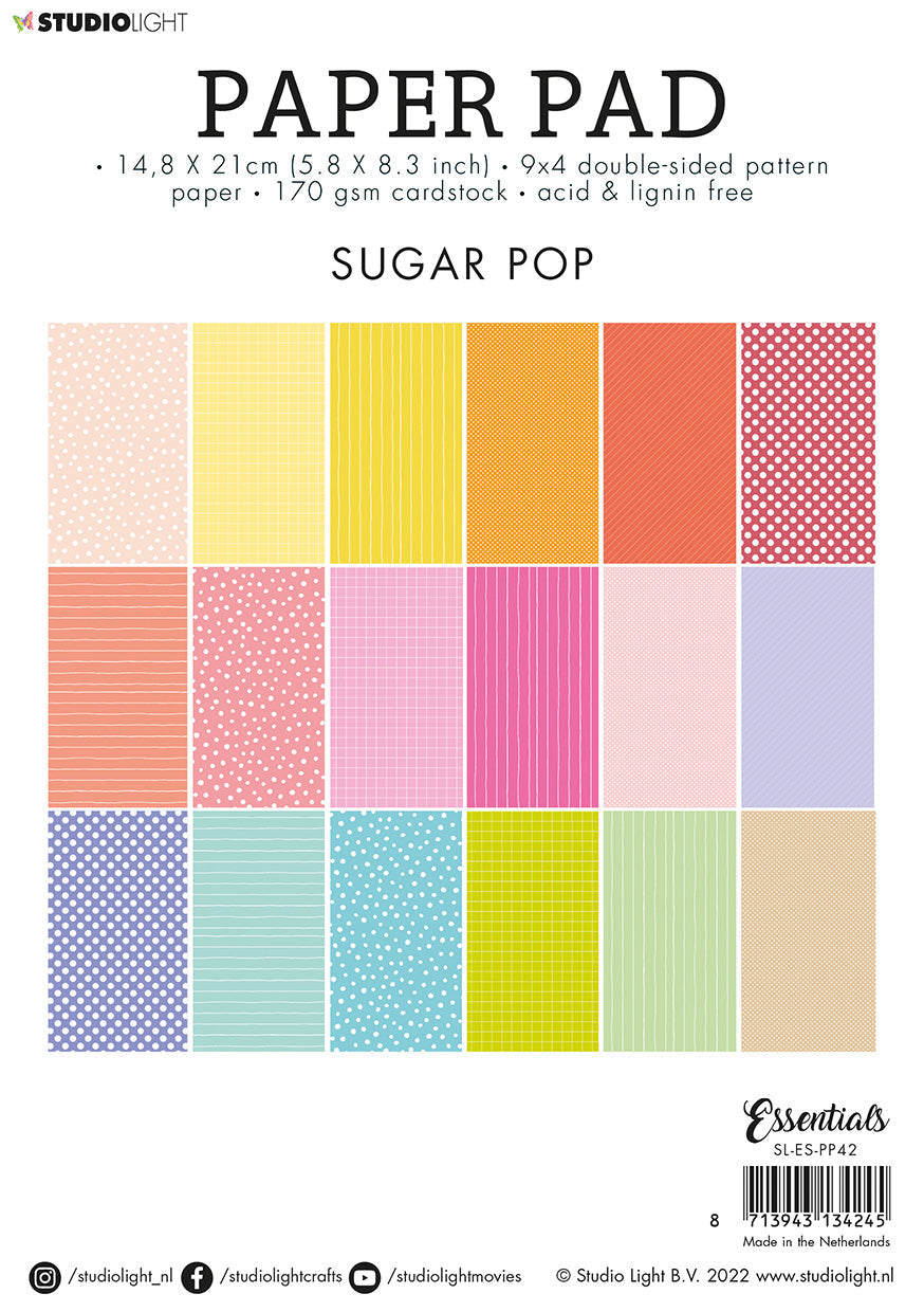 SL Paper Pad Double Sided Unicolor Patterns Sugar Pop Essentials 210x148x9mm 36 SH nr.42