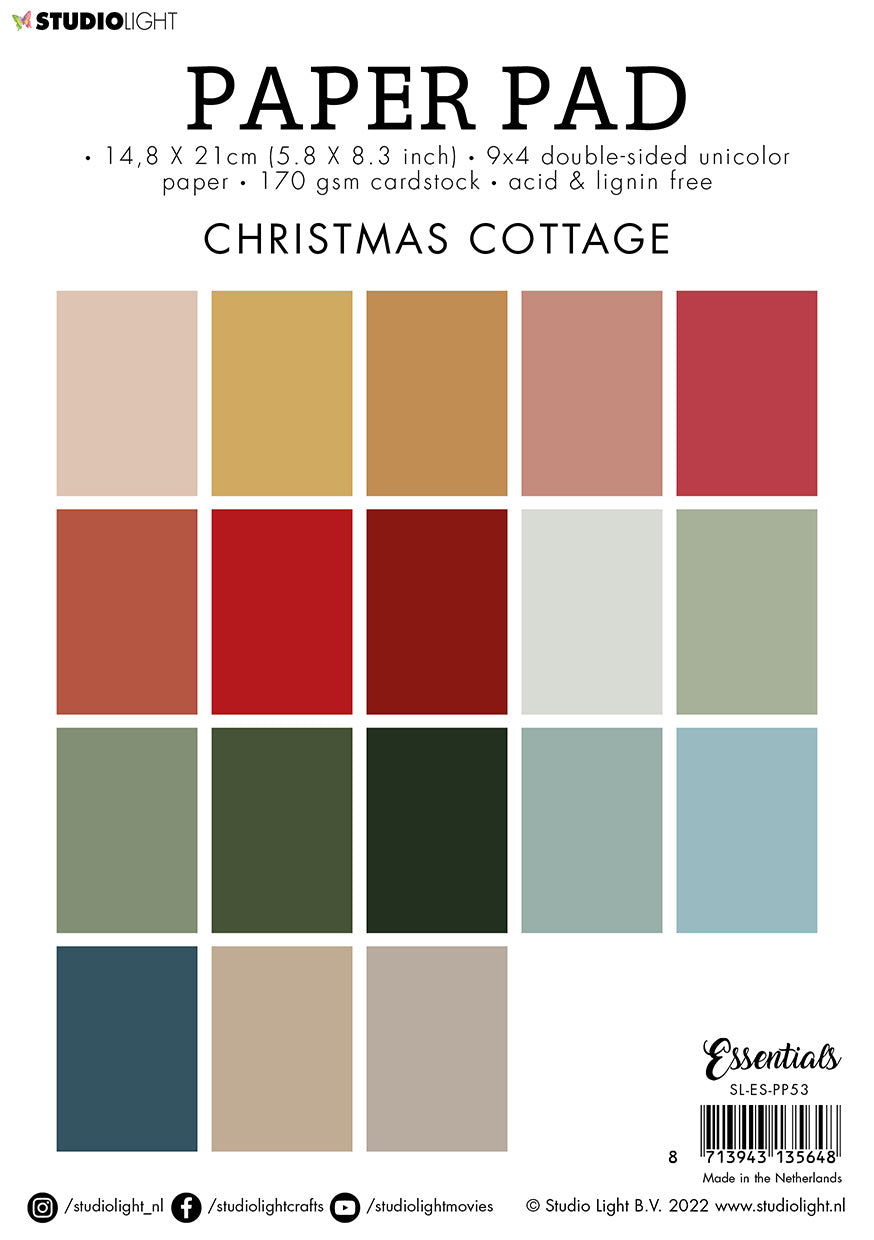 SL Paper Pad Double Sided Unicolor Christmas Cottage Essentials 148x210x9mm 36 SH nr.53