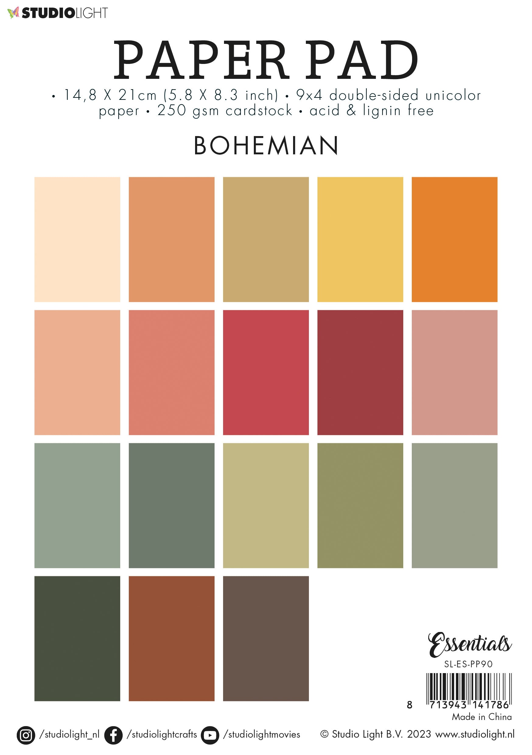 SL Paper Pad Unicolor Paper Bohemian Essentials 210x148x9mm 36 SH nr.90