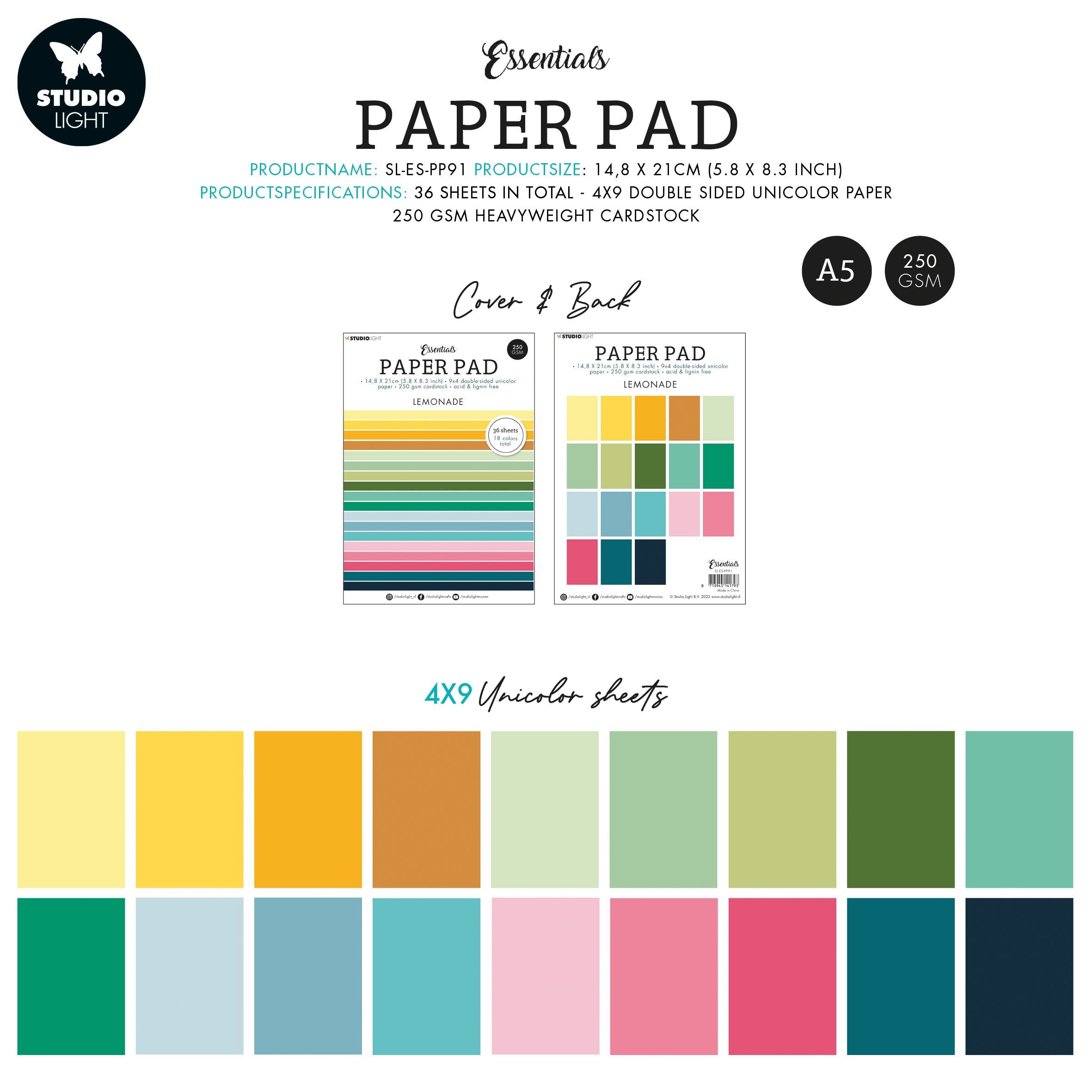 SL Paper Pad Unicolor Paper Lemonade Essentials 210x148x9mm 36 SH nr.91