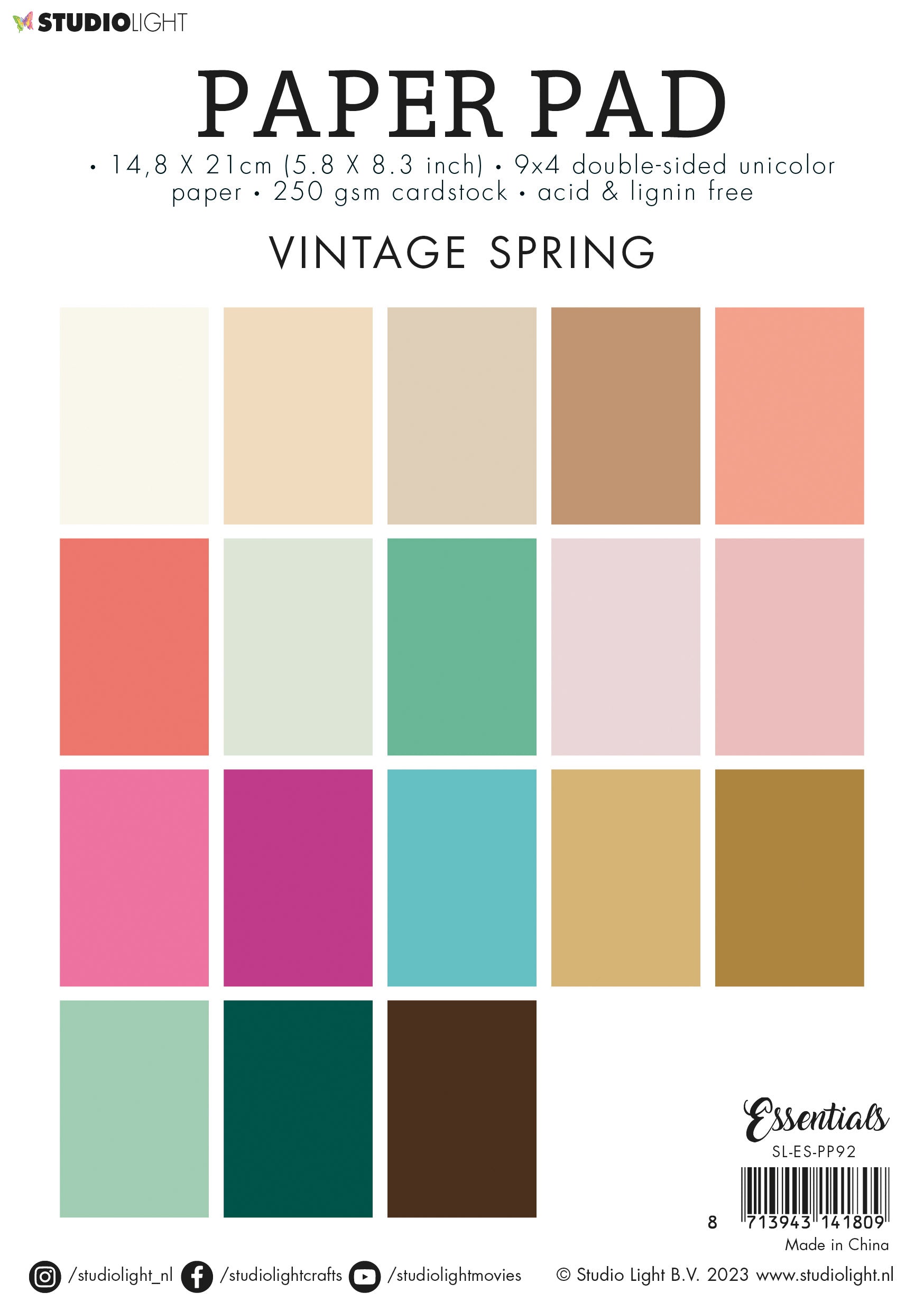 SL Paper Pad Unicolor Paper Vintage Spring Essentials 210x148x9mm 36 SH nr.92