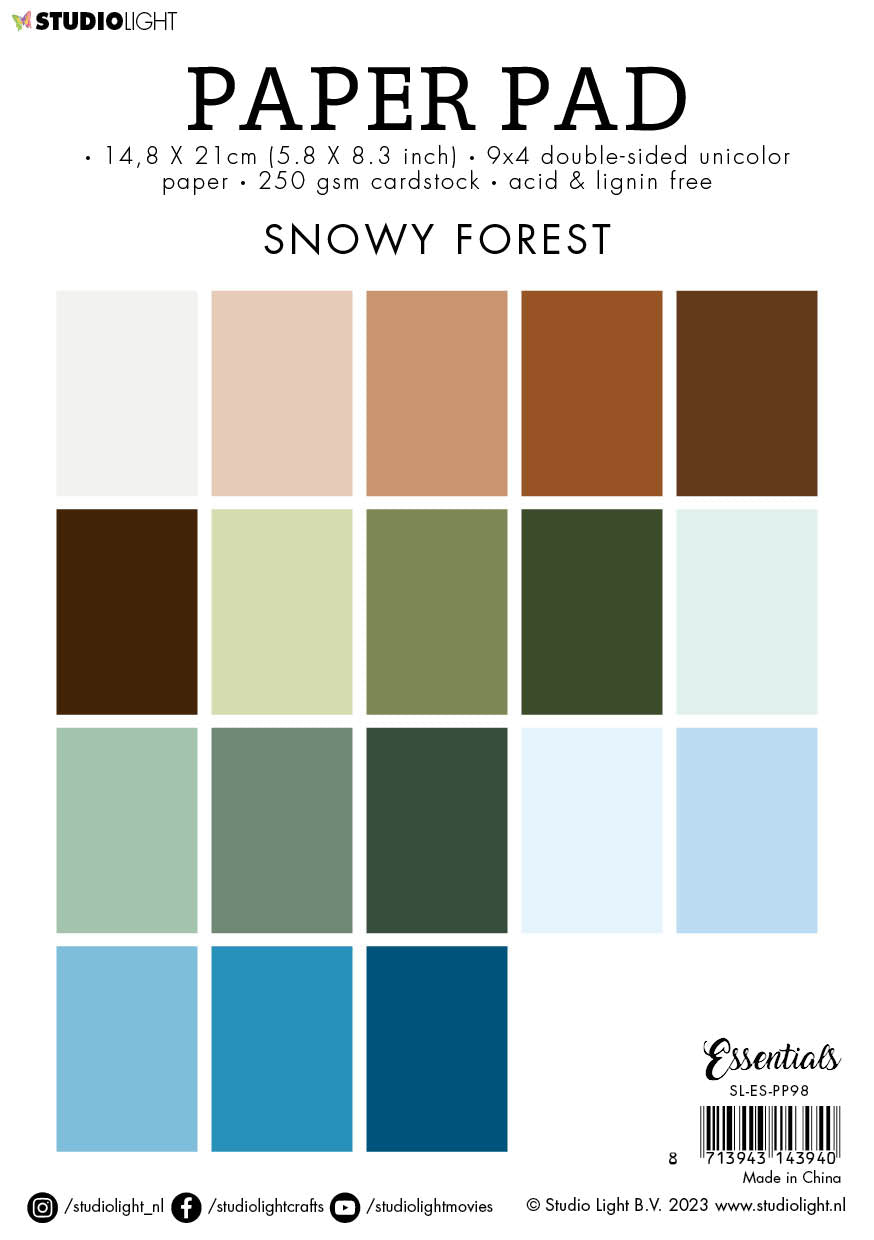 SL Paper Pad Unicolor Paper Snowy Forest Essentials 210x148x9mm 8 PC nr.98