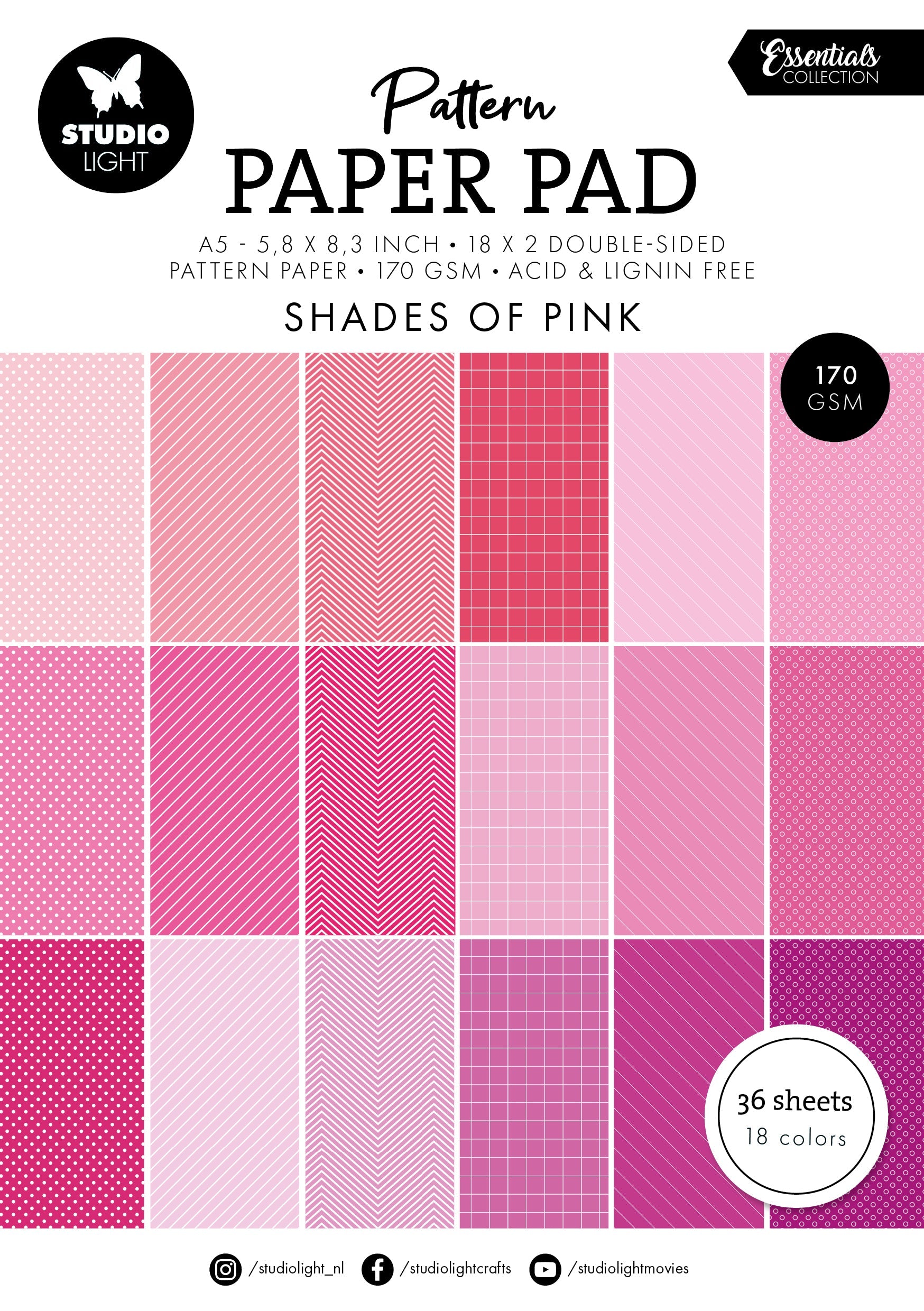 SL Pattern Paper Pad Shades Of Pink Essentials 36 SH