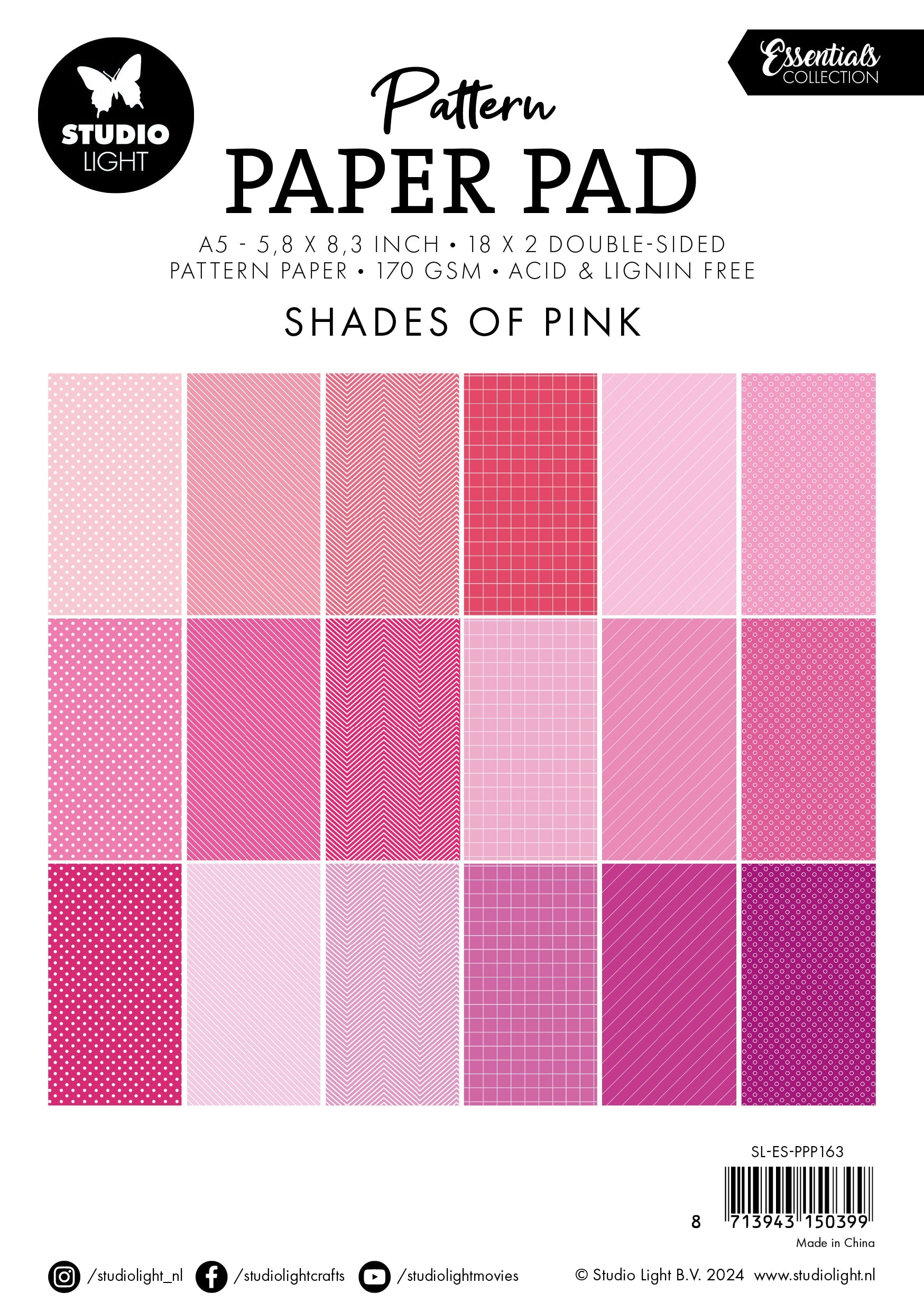 SL Pattern Paper Pad Shades Of Pink Essentials 36 SH