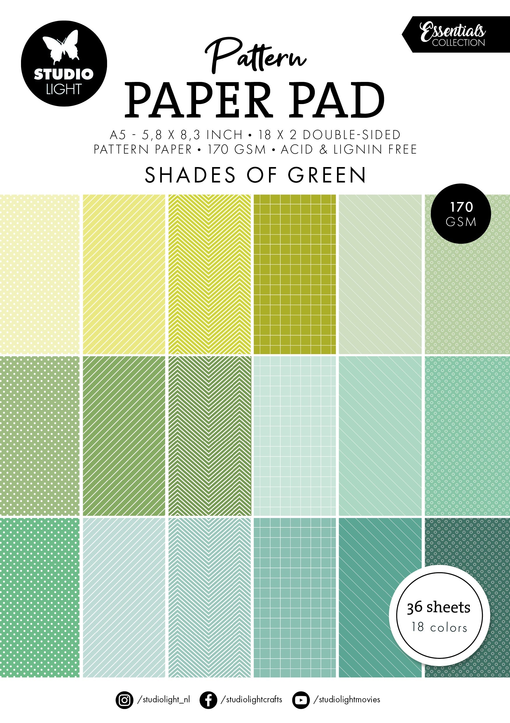 SL Pattern Paper Pad Shades Of Green Essentials 36 SH