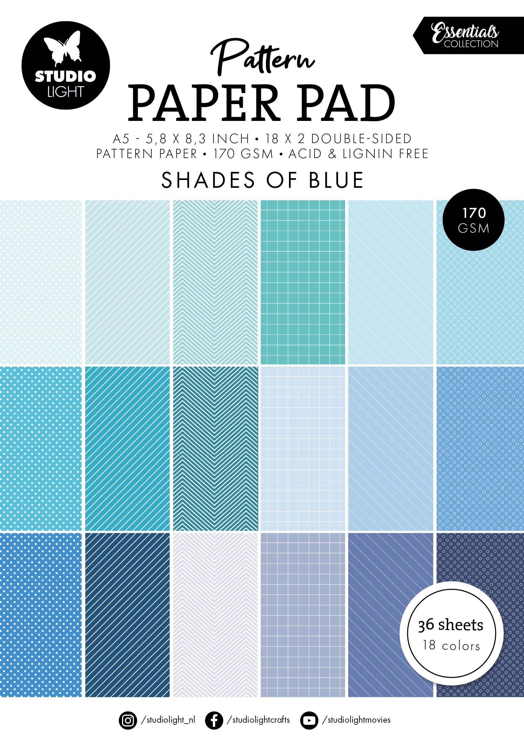 SL Pattern Paper Pad Shades Of Blue Essentials 36 SH