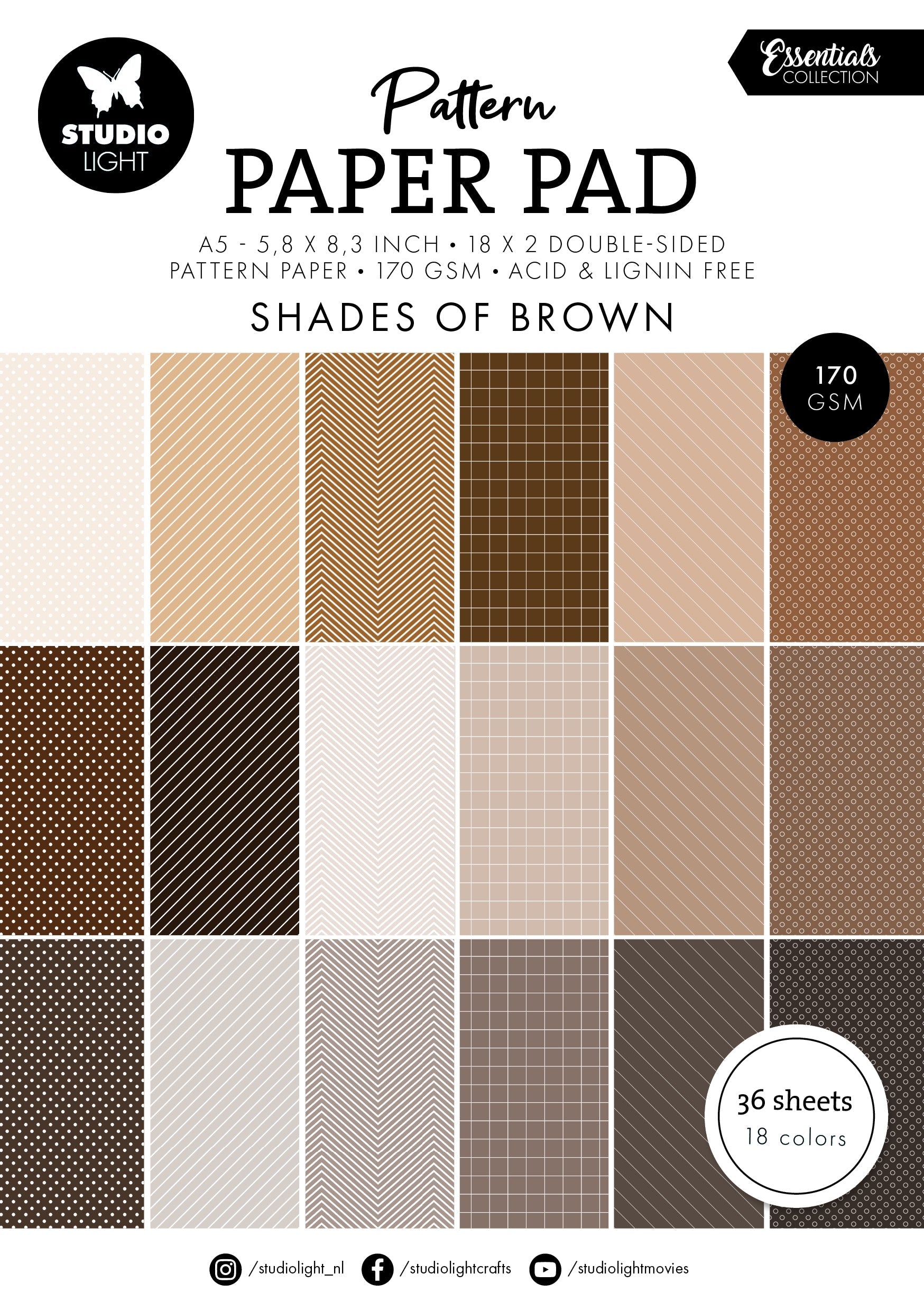 SL Pattern Paper Pad Shades Of Brown Essentials 36 SH