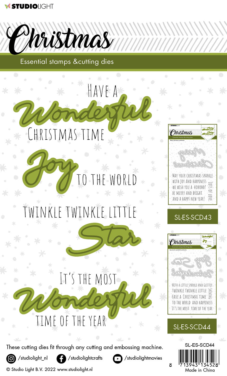 SL Stamp & Cutting Die Christmas Wonderful Sentiments Essentials 138x178x3mm 12 PC nr.44