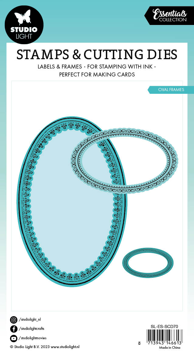 SL Stamp & Cutting Dies Oval Frames Essentials 100x138x3mm 9 PC nr.70