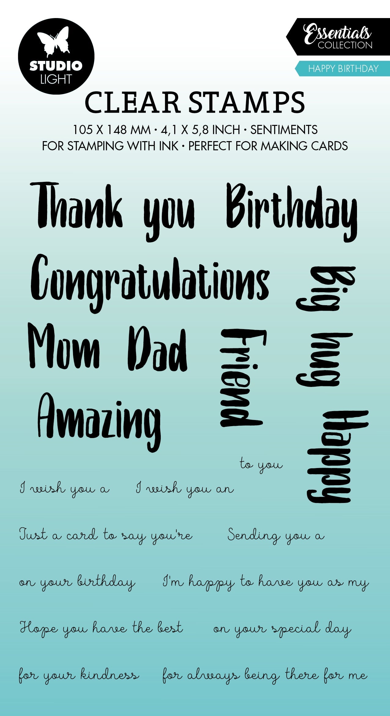 SL Clear Stamps Happy Birthday Eng Essentials148x105x1mm 20 PC nr.305