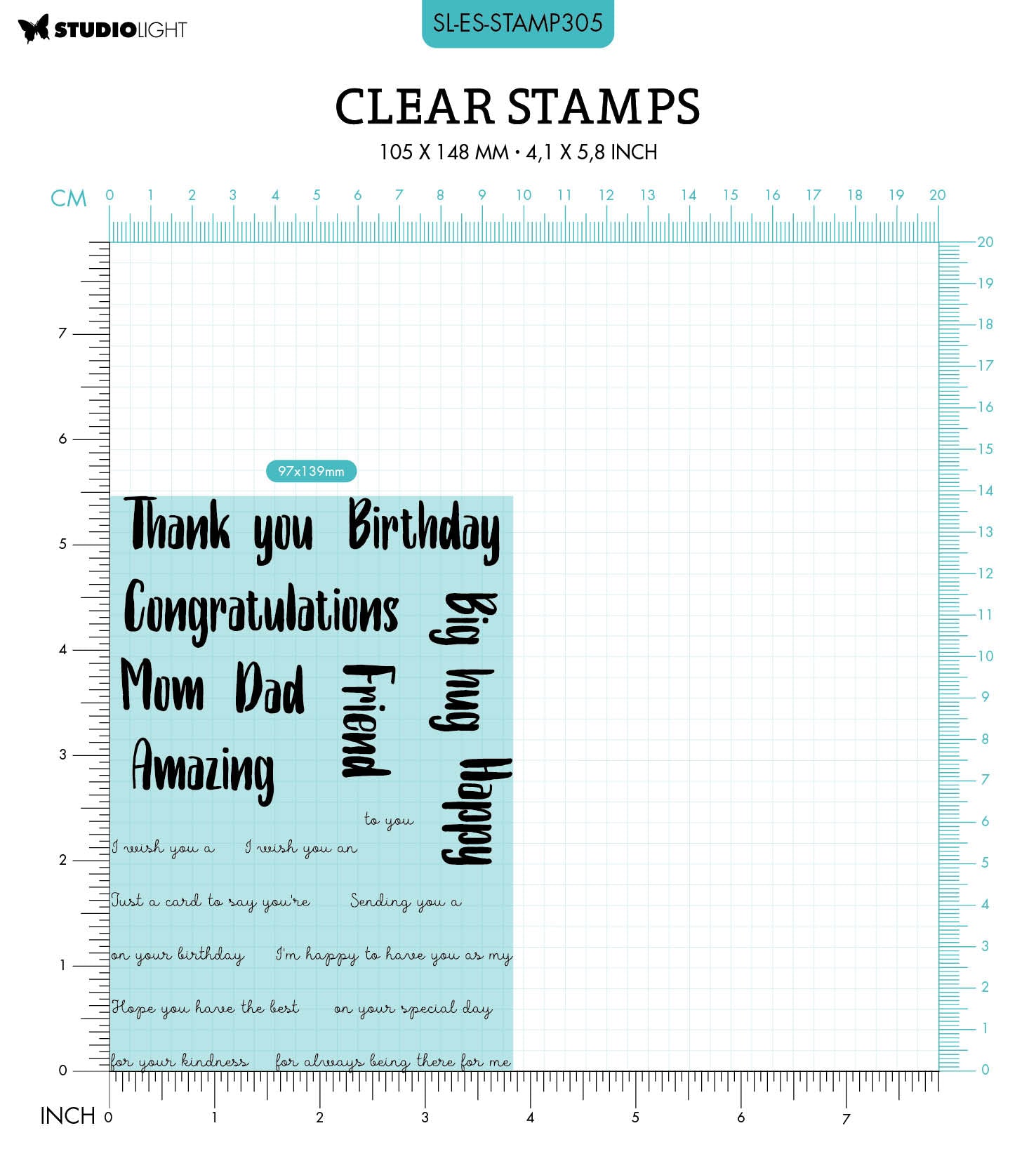 SL Clear Stamps Happy Birthday Eng Essentials148x105x1mm 20 PC nr.305