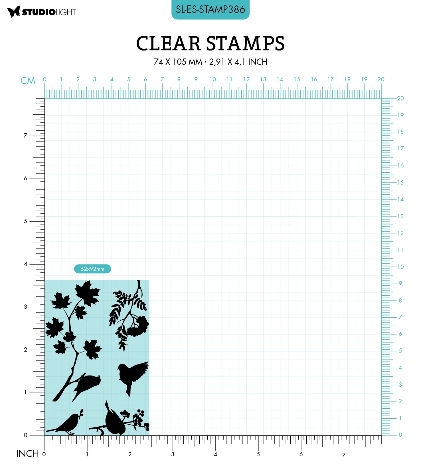 SL Clear Stamp Branch Bird Essentials 62x93x3mm 5 PC nr.386