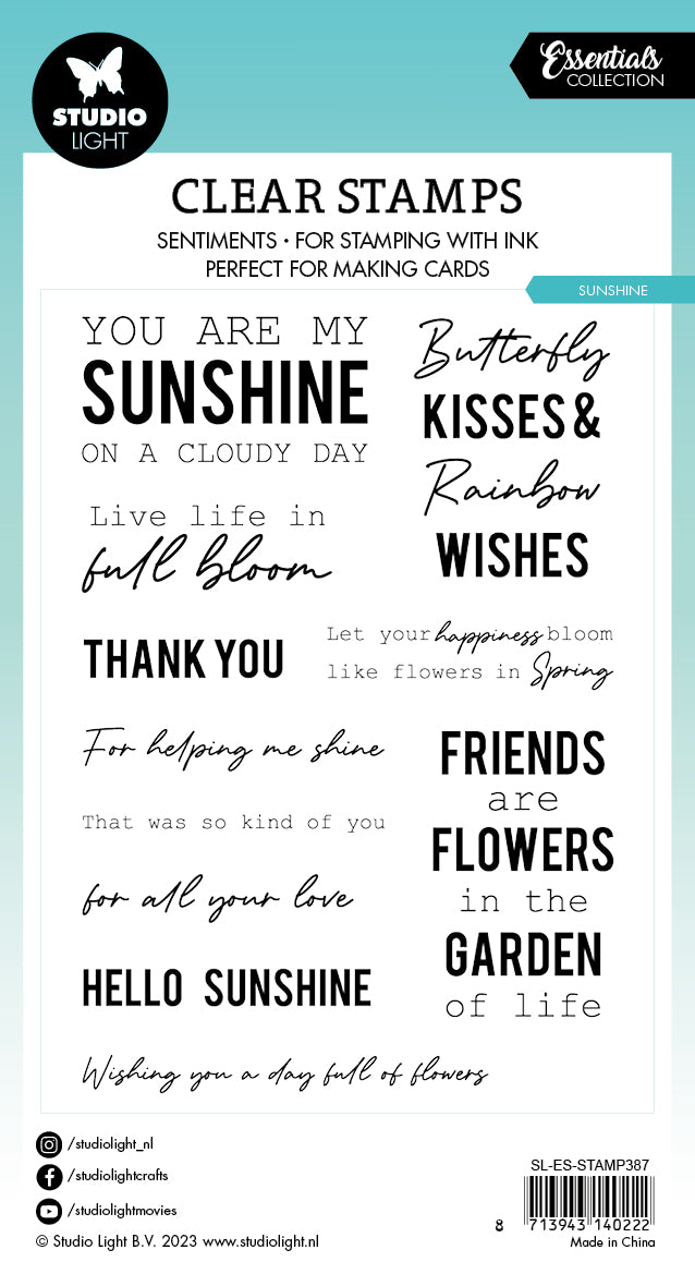 SL Clear Stamp Sunshine Sentiments Essentials 93x136x3mm 11 PC nr.387