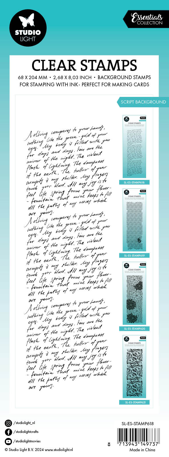 SL Clear Stamp Script Background Essentials 1 PC