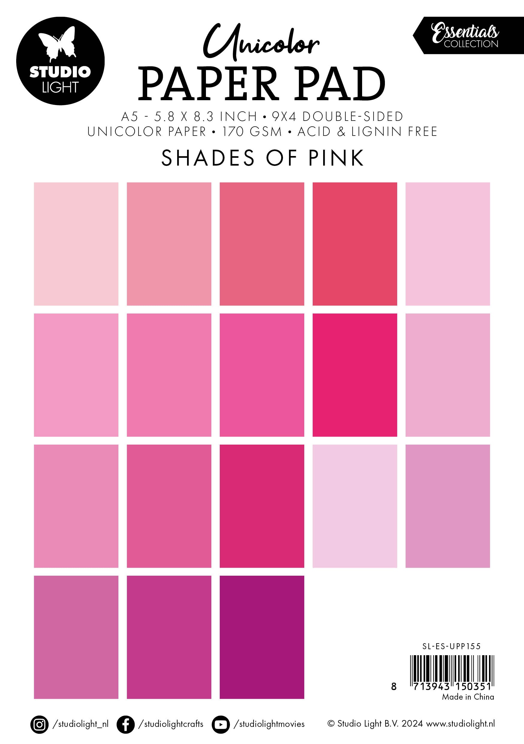 SL Unicolor Paper Pad Shades Of Pink Essentials 36 SH