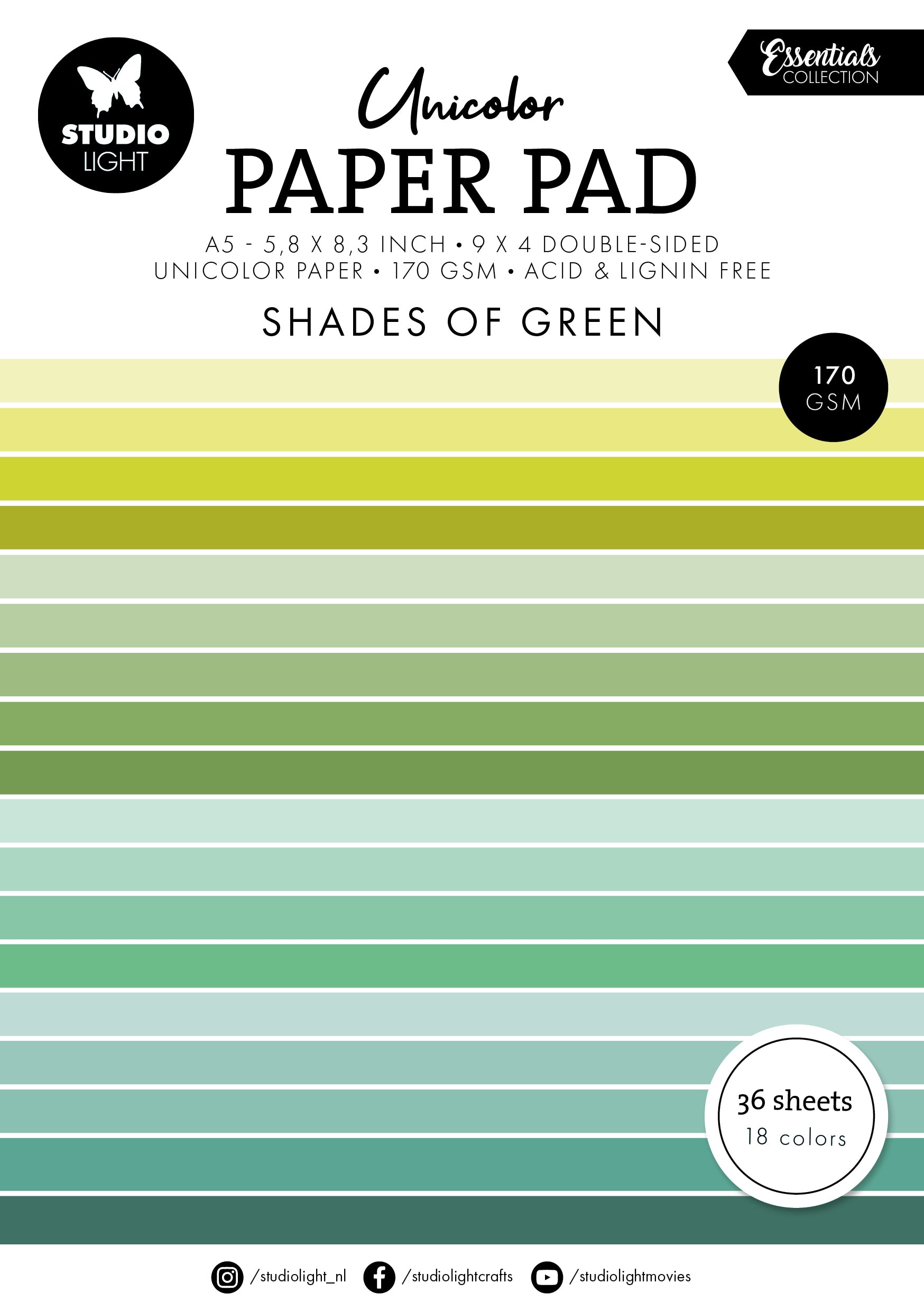 SL Unicolor Paper Pad Shades Of Green Essentials 36 SH