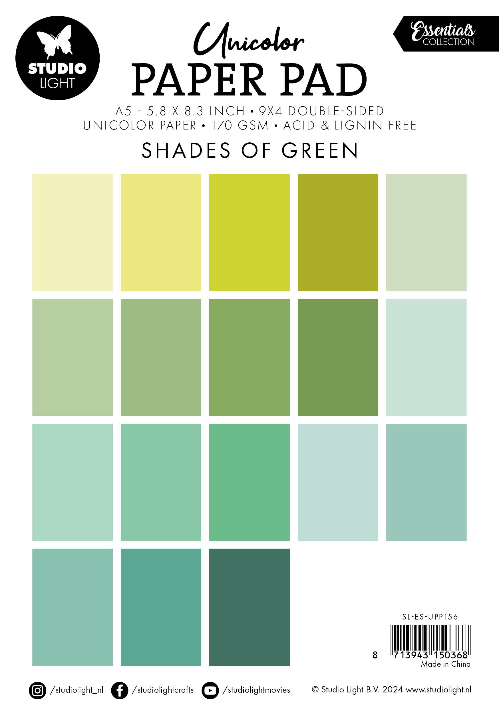SL Unicolor Paper Pad Shades Of Green Essentials 36 SH