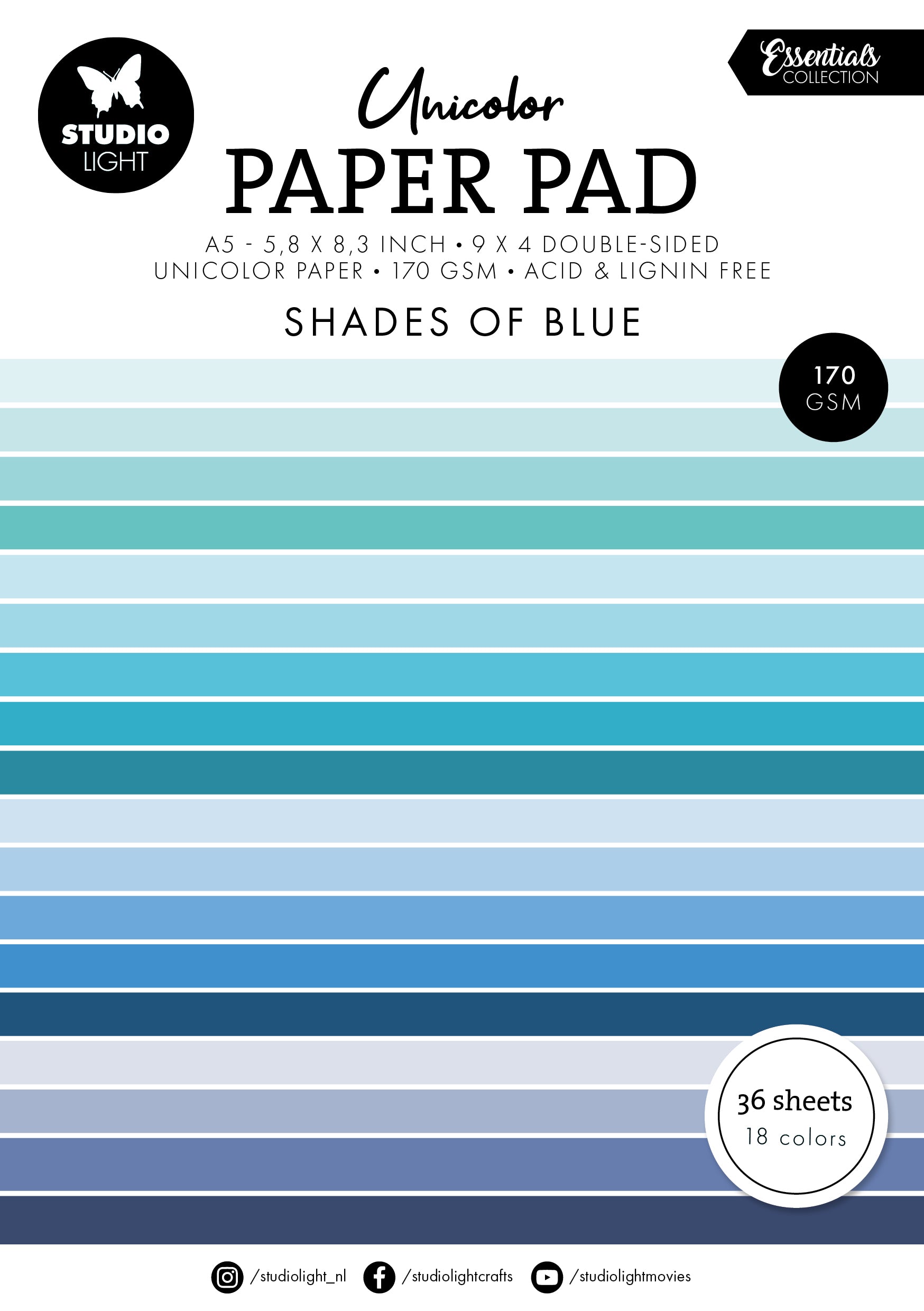 SL Unicolor Paper Pad Shades Of Blue Essentials 36 SH