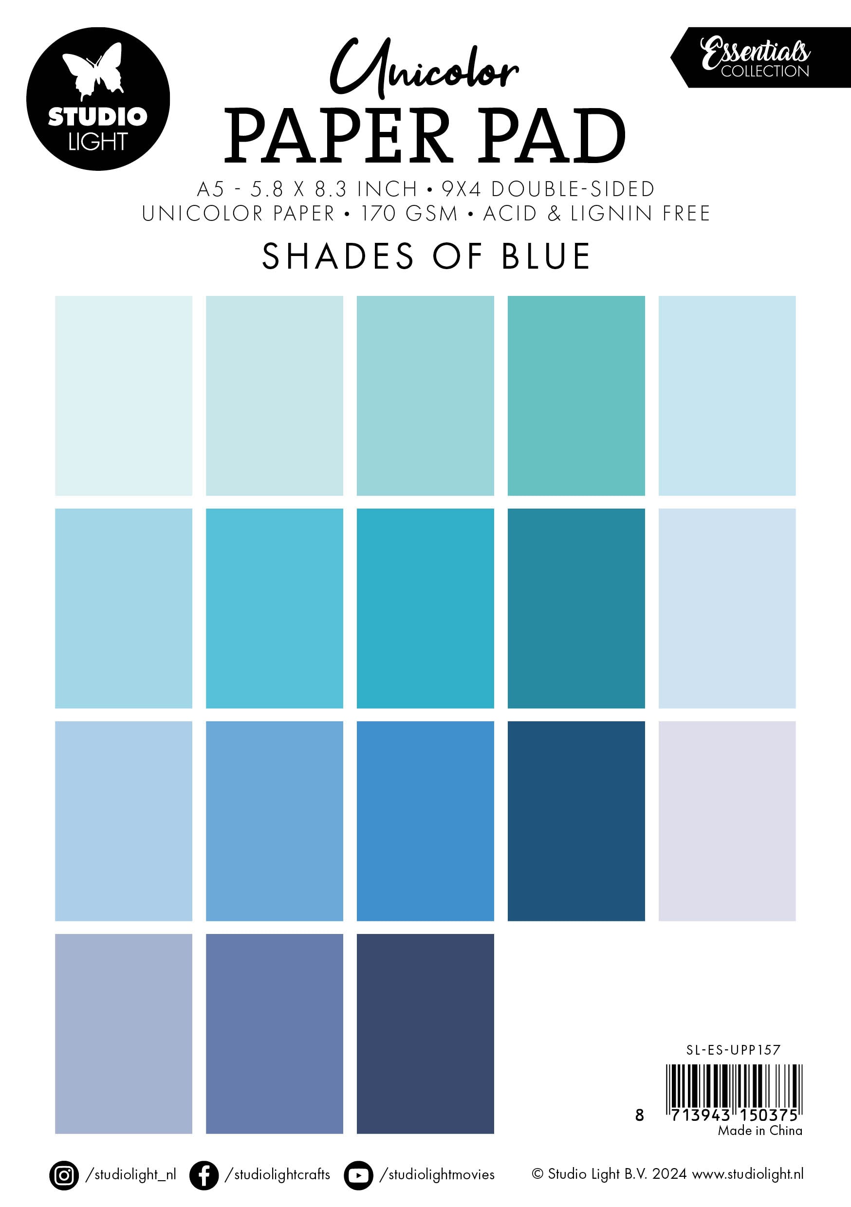 SL Unicolor Paper Pad Shades Of Blue Essentials 36 SH