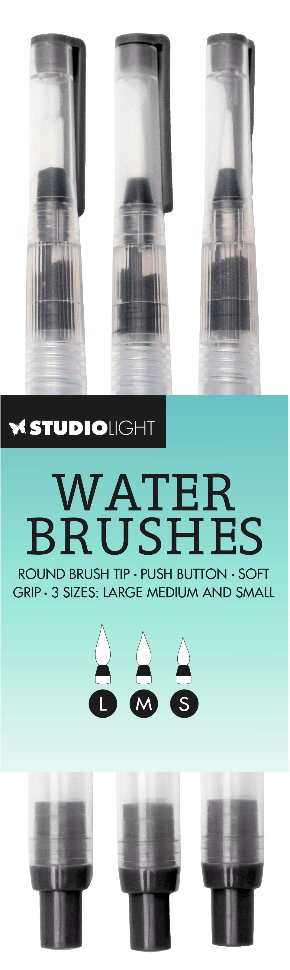 SL 3 Water Brushes - Fine, Medium, Large Tip Essential Tools 40x120x12mm 3 PC nr.01