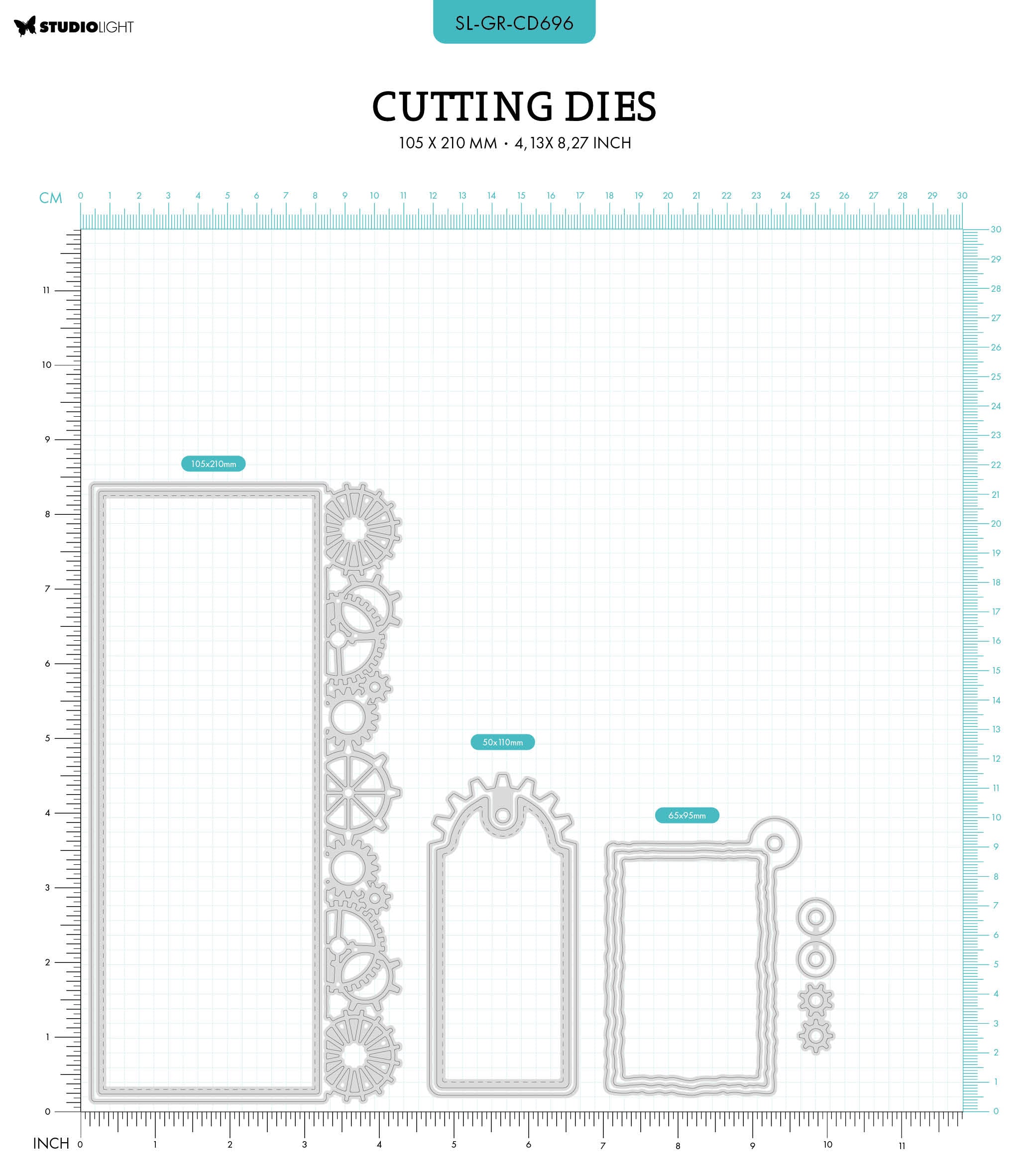 SL Cutting Die Slimline & Tags Grunge Collection 105x210x1mm 9 PC nr.696