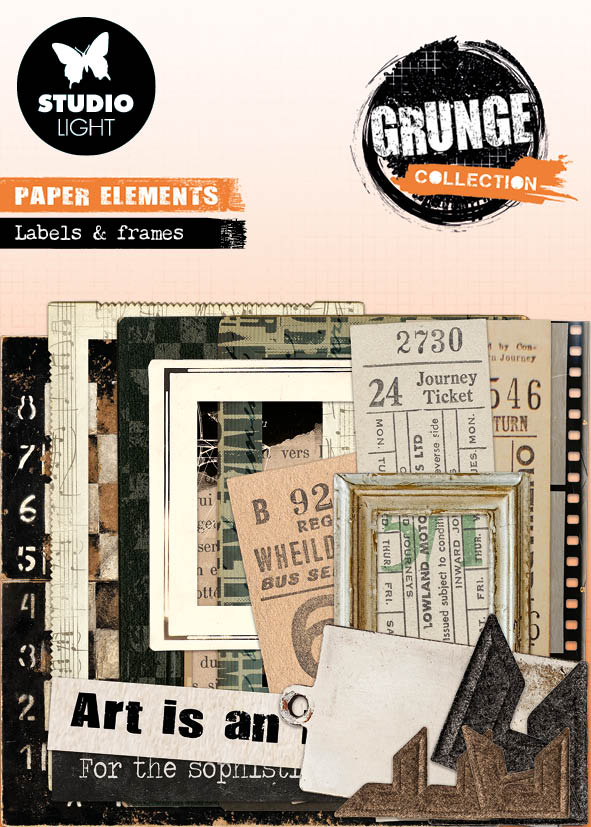 SL Paper Elements Tickets, Labels & Frames Grunge Collection 75x75x1mm 53 PC nr.05