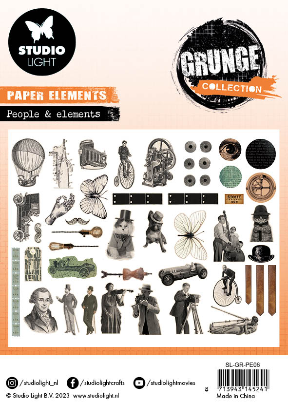 SL Paper Elements People & Elements Grunge Collection 75x75x1mm 47 PC nr.06