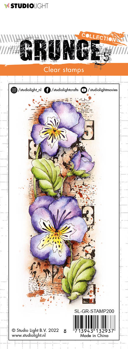 SL Clear Stamp Violets Grunge Collection 148x52,2x3mm 1 PC nr.200