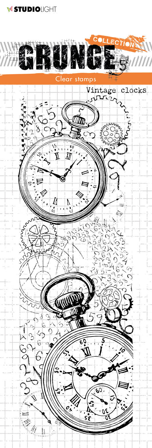 SL Clear Stamp Vintage Clocks Grunge Collection 210x74x3mm 1 PC nr.227