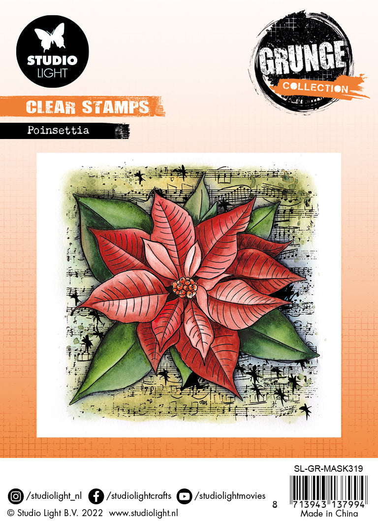 SL Clear Stamp Poinsettia Grunge Collection 130x130x3mm 1 PC nr.319