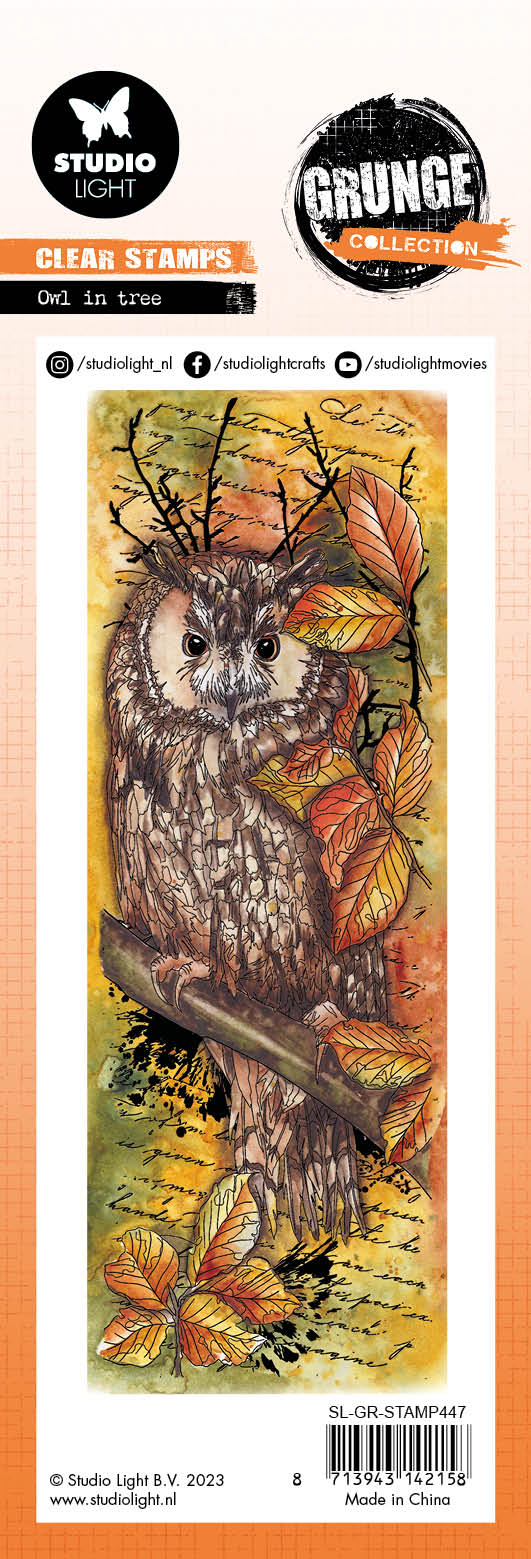 SL Clear Stamp Owl In Tree Grunge Collection 68x203x3mm 1 PC nr.447