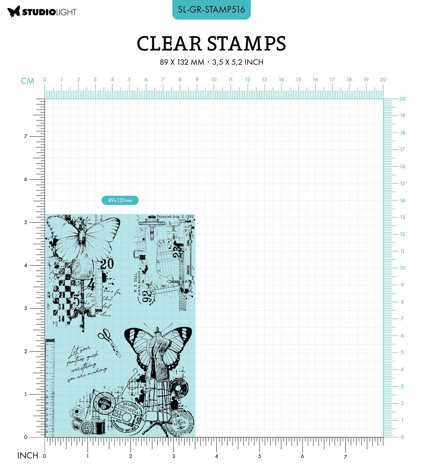 SL Clear Stamps Sewing Inventions Grunge Collection 89x132x3mm 6 PC nr.516