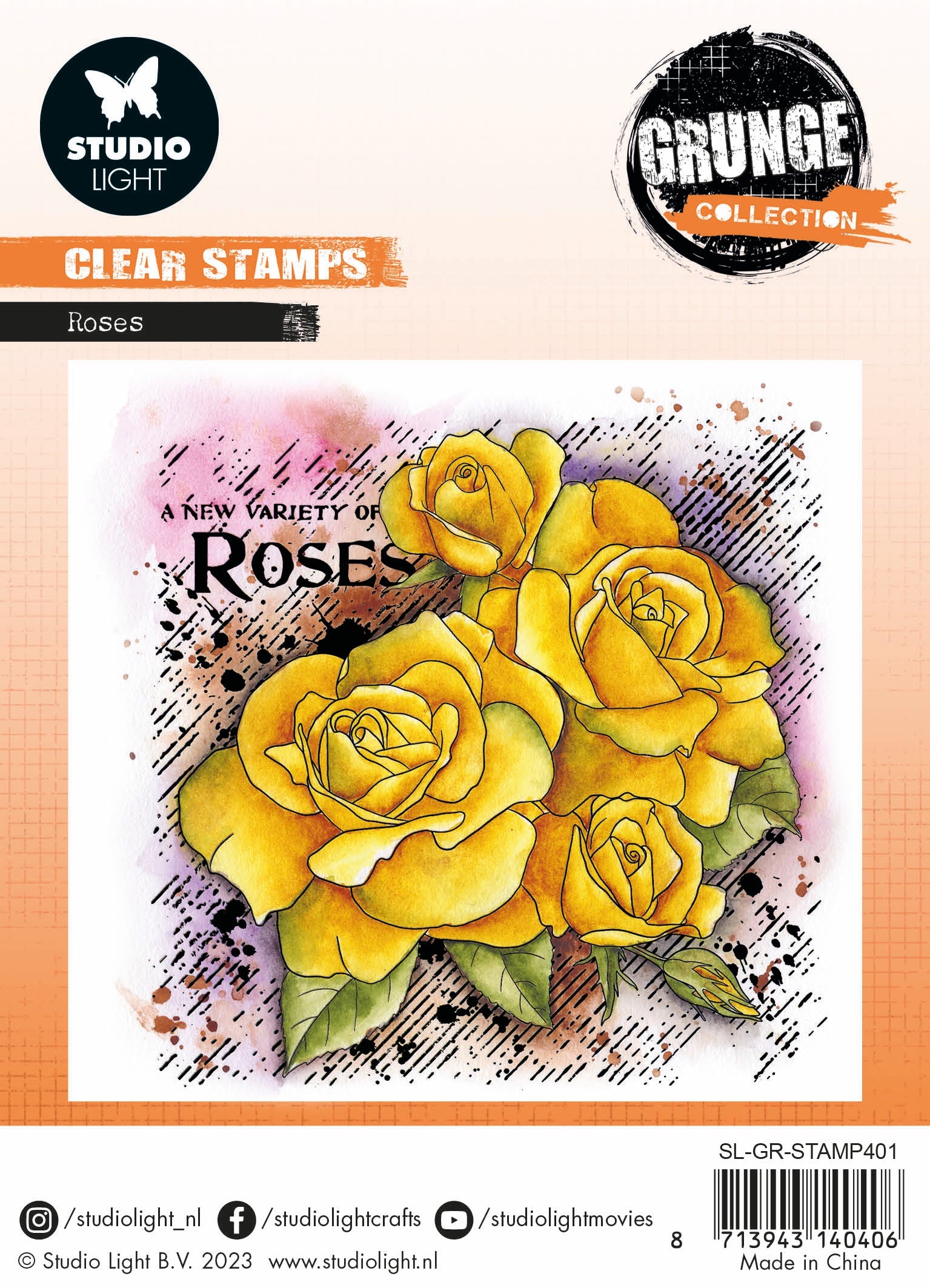 SL Clear Stamp Roses Grunge Collection 122x122x3mm 1 PC nr.401