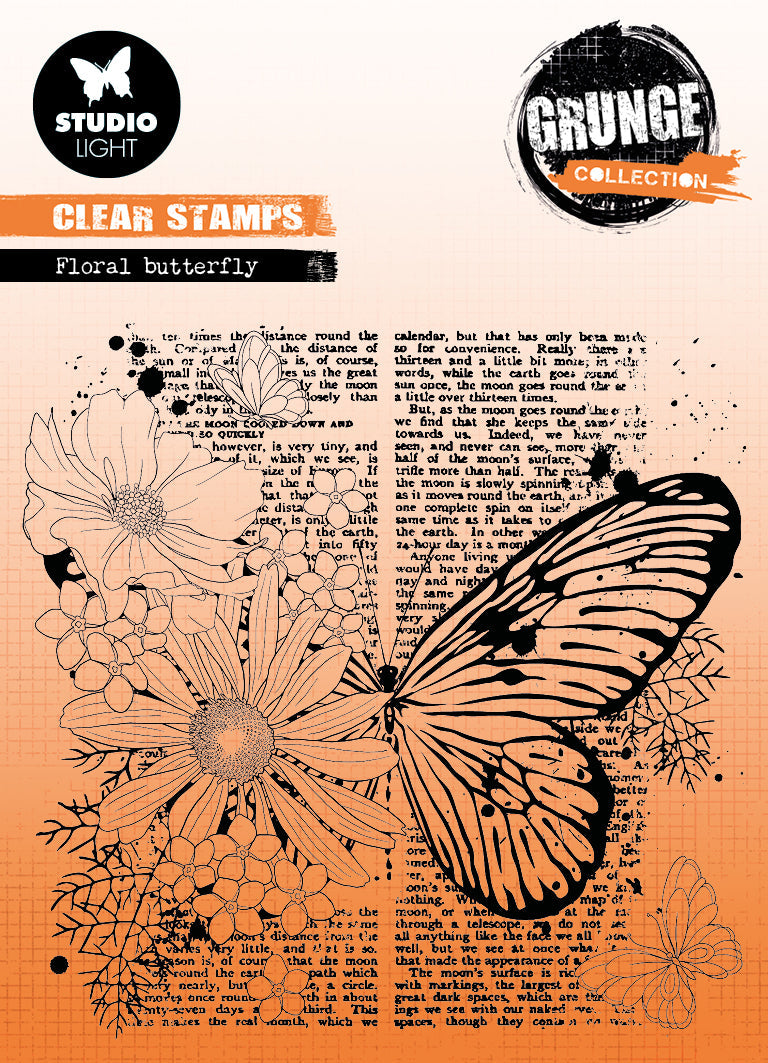 SL Clear Stamp Floral Butterfly Grunge Collection 122x122x3mm 1 PC nr.402